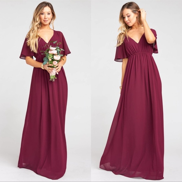 Show Me Your MuMu Dresses & Skirts - Show Me Your MuMu Emily Empire Maxi Dress in Merlot Chiffon